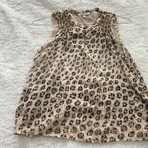 Leopard layered silk tank top. Smoke free home.